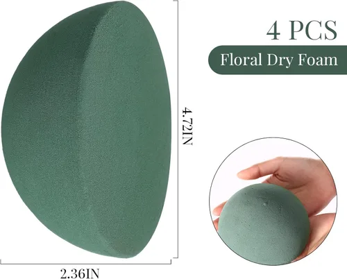 Miniatura 2 de Boao 4 piezas de bloque de espuma floral de medio balón verde, espuma floral húmeda y seca, bolas de espuma verde grandes para manualidades