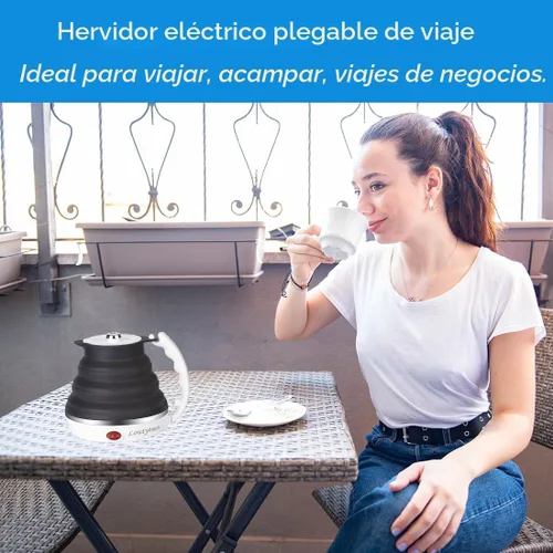 Miniatura 4 de Tetera eléctrica plegable de silicona de grado alimenticio ultrafina mejorada para viajes, protección contra hervir en seco, portátil con voltaje