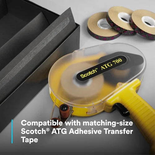 Miniatura 8 de Scotch ATG 700 aplicador de adhesivo, dispensa 1/2 y 3/4 de rollos ATG anchos, Paquete de 1, Amarillo, 1