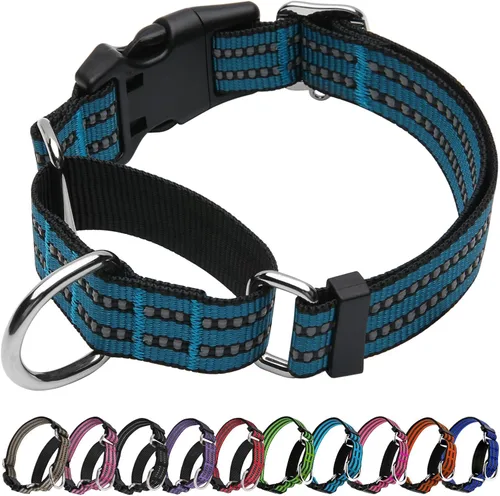 Miniatura 18 de Martingale - Collar para perro, collar reflectante ajustable de nailon con hebilla de liberación rápida (rosa intenso, talla L)