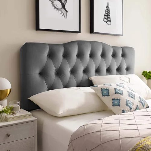 Miniatura 8 de Modway Annabel - Cabecero de terciopelo con estilo capitoné de diamantes para cama individual en color rosa