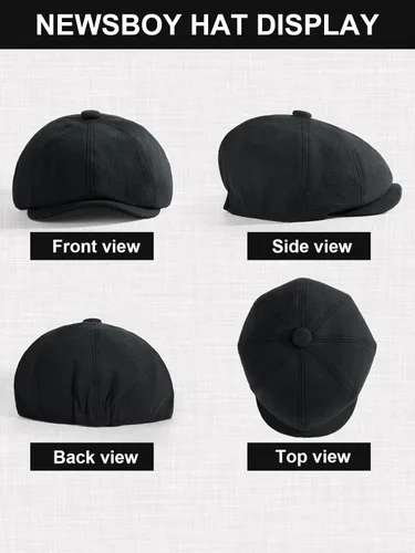 Miniatura 4 de Gorra de taxista Senker Fashion para hombre, gorra irlandesa clásica de 8 paneles de mezcla de lana para hombre mayor