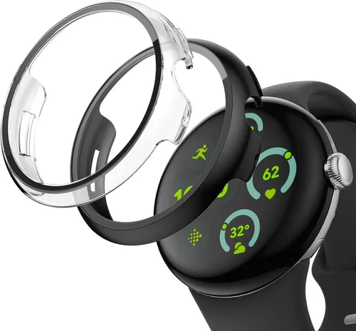 Miniatura 8 de JZK Paquete de 2 fundas protectoras de pantalla para Google Pixel Watch 2 (2023) / Pixel Watch, carcasa protectora general resistente a los arañazos