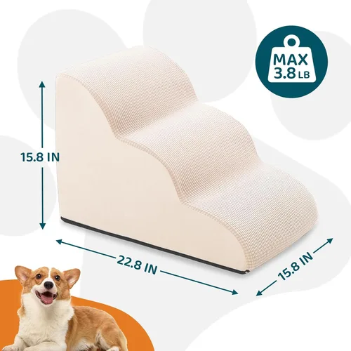 Miniatura 7 de Escaleras para perros para mascotas pequeñas, escaleras para perros para camas altas y sofá, escaleras de espuma de alta densidad de 16 pulgadas