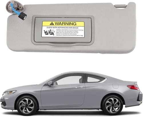 Miniatura 9 de Dasbecan Parasol para el lado izquierdo del conductor beige con luz compatible con Honda Accord 2008-2017, reemplaza # 83280-TA5-A51ZA