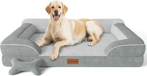 Miniatura 23 de CWAWZ Cama ortopédica para perros extra grandes, cama ortopédica para perros con espuma viscoelástica de gel refrescante, cama impermeable para Negro