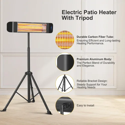 Miniatura 2 de Pasapair Calentador eléctrico para patio, calentador infrarrojo inteligente para interiores, temporizador de 24 horas con control de aplicación
