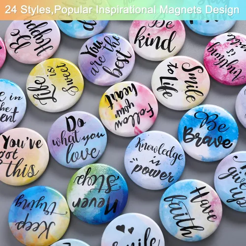 Miniatura 3 de TOODOO 48 imanes inspiradores para refrigerador, para nevera, para taquillas, acuarela, redondos, lindos con citas de aliento para suministros