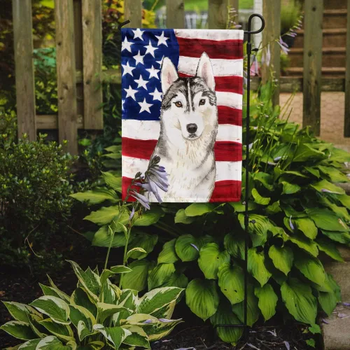 Miniatura 2 de Caroline's Treasures CK1713GF Bandera patriótica de Estados Unidos Siberiano Husky para buzón, bandera decorativa para patio exterior, patio, obras