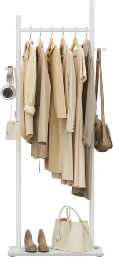 Miniatura 8 de Nianerfaya Perchero con 2 ganchos, almacenamiento de ropa de pie para interiores, perchero para colgar ropa para dormitorio, perchero de metal