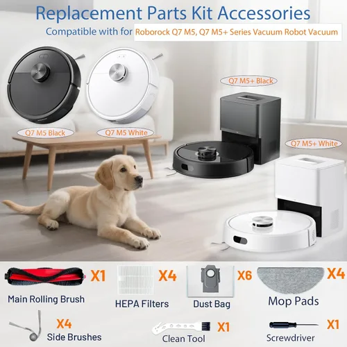 Miniatura 2 de Piezas de repuesto FKDJNIC Q7 M5 Plus para Roborock Q7 M5+, Kit de accesorios para robot aspirador de la serie Q7 L5+, 1 cepillo rodillo principal