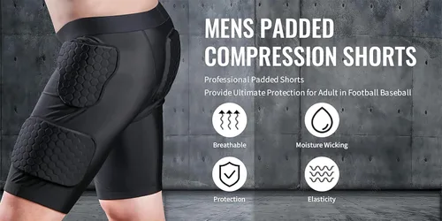 Miniatura 5 de Pantalones cortos de compresión acolchados, faja de fútbol acolchada para cadera y fútbol para hombres, protector de muslos para baloncesto