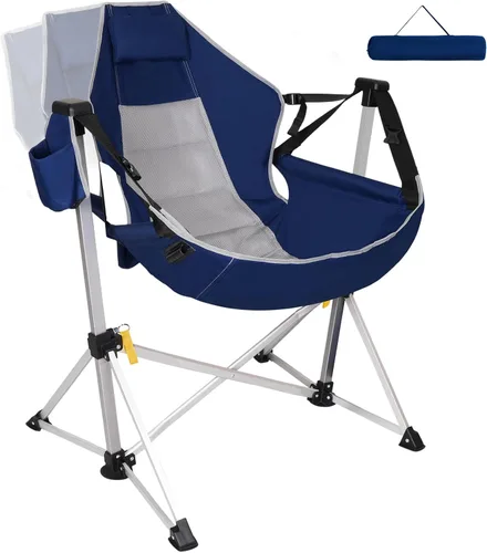 Miniatura 7 de Romswi 1 silla hamaca de aluminio, silla plegable portátil de gran tamaño con respaldo y asiento ajustables, soporta 440 libras para exteriores