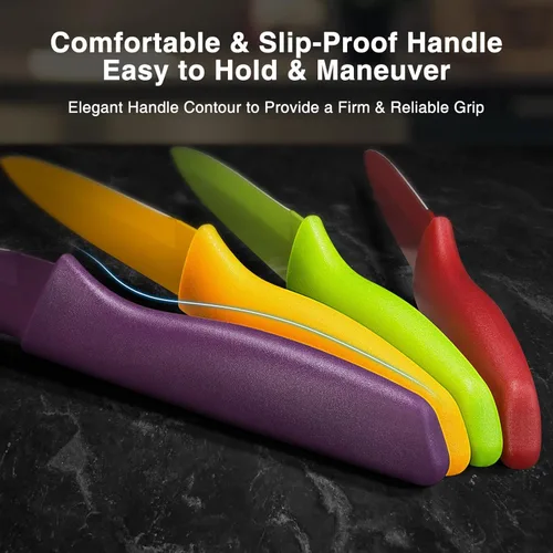 Miniatura 3 de Gourmetop Cuchillo de pelar con funda, juego de cuchillos de pelar de 4, juego de cuchillos de pelar de 4.5 pulgadas de acero inoxidable premium
