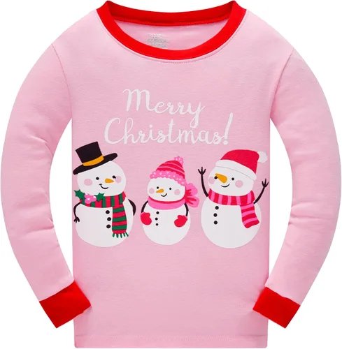 Miniatura 2 de Akyzic Conjuntos de pijamas de Navidad para niños y niñas, ropa de dormir de Papá Noel y muñeco de nieve