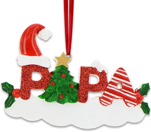 Miniatura 8 de Adorno de Navidad familiar personalizado – Adorno de papá, adornos personalizados para papá 2025, regalo personalizado para papá nuevo para árbol