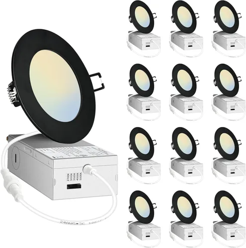 Miniatura 10 de POPANU Luz empotrable LED de 4 pulgadas, regulable, ultrafina, para techo, luz descendente, luz LED sin lata, tipo IC CCT, intercambiable, acabado