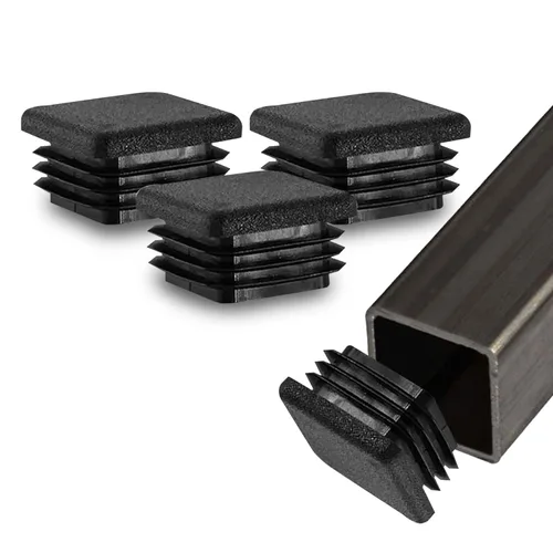 Miniatura 9 de Prescott Plastics Tapones de agujero de plástico acanalado de perímetro exterior de 1/2 pulgada (0.500 in), tapas cuadradas de tubo de metal negro