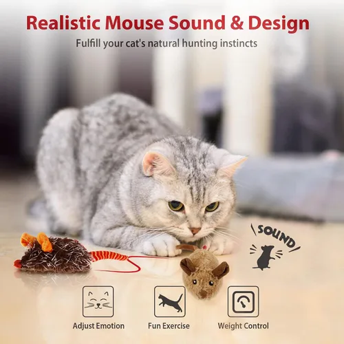 Miniatura 4 de Gigwi Paquete de juguetes interactivos para gatos, mouse móvil automático, juguetes electrónicos para gatos de interior, juguete de caza de ratones