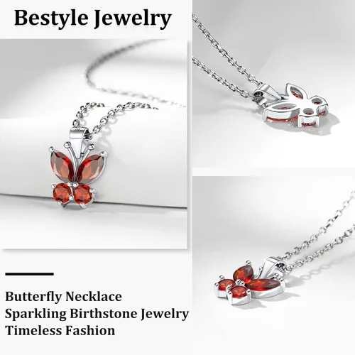 Miniatura 3 de Bestyle Collar de Mariposa Linda con Piedra de Nacimiento para Mujeres, Collar de Gargantilla de Cadena Bonito y Deslumbrante en PlataOro, Gran