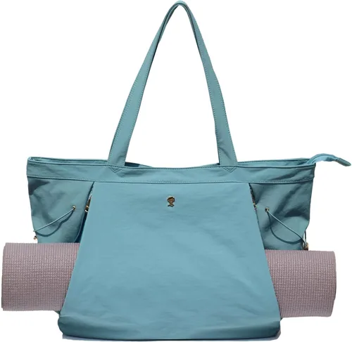 Miniatura 16 de ESVAN Bolsa de yoga para mujer, bolsas de hombro con cordón para oficina, entrenamiento, viajes, transporte, pilates, gimnasio y playa Púrpura