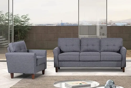 Miniatura 9 de Container Furniture Direct Kouchouk - Muebles de sala de estar de terciopelo cómodos de tres plazas, sofá moderno de mediados de siglo, sofá biplaza