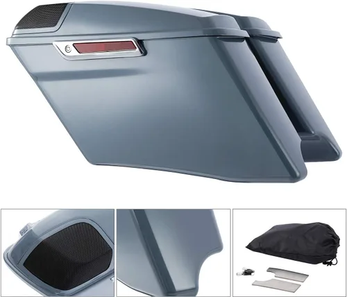 Miniatura 2 de Alforjas de ABS extendidas gris Gunship de 4 pulgadas para Harley Touring CVO Street Electra Glide 2014-2023