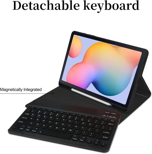 Miniatura 2 de kaidisen Funda con teclado retroiluminado colorido para Galaxy Tab S6 Lite de 10.4 pulgadas con teclado magnético desmontable Bluetooth RGB
