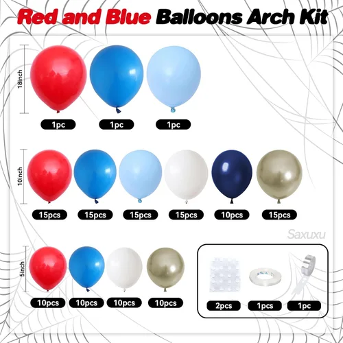 Miniatura 2 de Kit de arco de globos rojo y azul, kit de guirnalda de globos rojo, blanco y azul, globos dorados arena, globos azul marino y blancos para Día