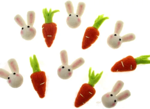 Miniatura 7 de Adorno de Pascua hecho a mano de lana de fieltro zanahorias conejito (3.5 in zanahoria)