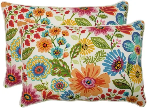 Miniatura 39 de Pillow Perfect - Cojines decorativos florales brillantes para interiores/exteriores, 2 unidades, lumbar - 11.5 x 18.5 pulgadas, verde/rojo Zoe