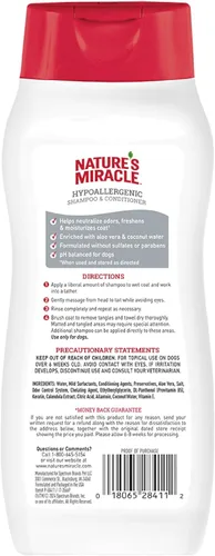 Miniatura 2 de Nature's Miracle Champú y acondicionador hipoalergénico para perros, 16 onzas, sin perfume