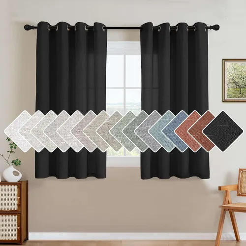 Miniatura 31 de H.VERSAILTEX Elegant - Cortinas texturizadas de lino natural mezclado con eficiencia energética, filtrado de luz, con ojales de níquel