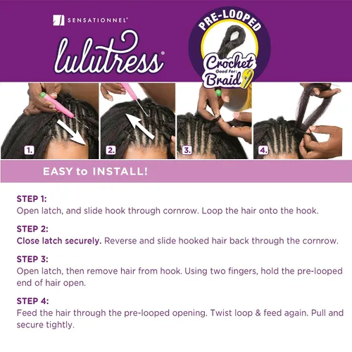 Miniatura 5 de Sensationnel Lulutress - Cabello trenzado de ganchillo – 3 trenzas de 12 pulgadas prefabricadas para bricolaje, todas las rastas sintéticas 2 MARRÓN