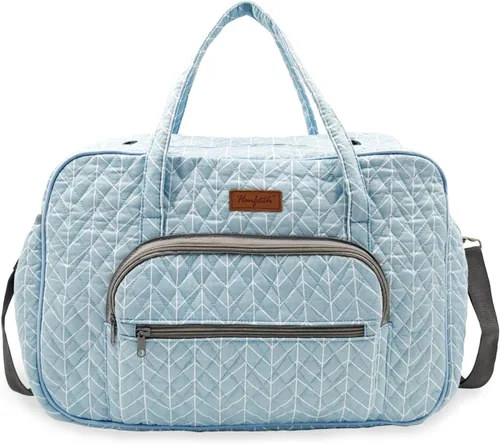Organizador de almacenamiento de hilo, bolsa cruzada de punto, bolsa grande de ganchillo para llevar proyectos, agujas de tejer, ganchos de Azul