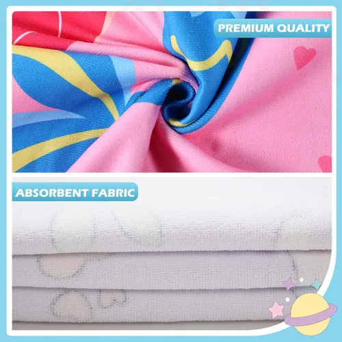 Miniatura 4 de Oudain 6 toallas con capucha para niños, toallas de baño con capucha de microfibra para niños y niñas pequeños (47 x 24 pulgadas, estilo encantador)