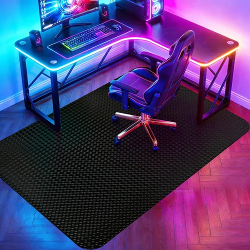 Miniatura 11 de Vicwe Tapete para silla de juegos para suelo de madera dura, 60 x 46 pulgadas, tapete grande para silla de oficina, tapete de PVC para silla