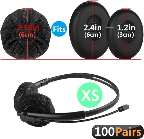 Miniatura 2 de Geekria 100 pares de fundas desechables para auriculares pequeños de centro de llamadas, fundas de almohadillas sanitarias elásticas, protector