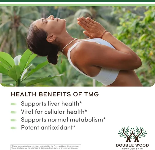 Miniatura 4 de Double Wood Supplements TMG Suplemento de trimetilglicina 1,000 mg por porción, 180 cápsulas (suplementos TMG para control de homocisteína) TMG