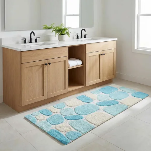 Miniatura 4 de THE BEER VALLEY Alfombra de baño antideslizante de 24 x 60 pulgadas, suave y absorbente, alfombra de baño grande antideslizante para suelos