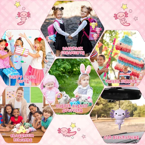 Miniatura 6 de Poen 8 piezas de llavero de ajolote de peluche de 4 pulgadas para niños, premios de fin de año escolar, videojuegos, recuerdo de fiesta, jardín