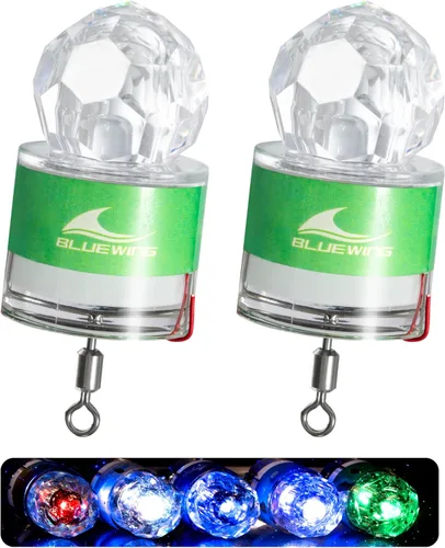 Miniatura 10 de BLUEWING Luces LED de pesca de diamante, luces de caída profunda, intermitente subacuático, activación de agua, señuelos de pesca con iluminación