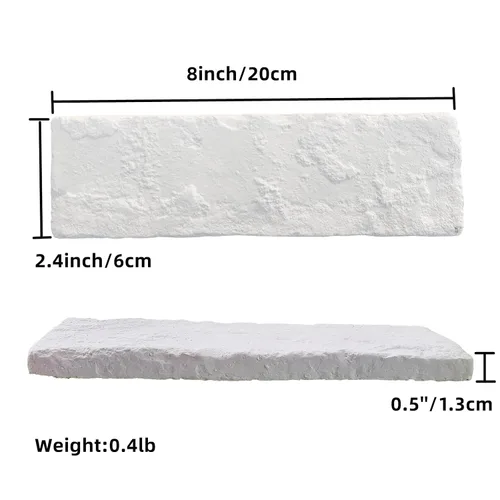 Miniatura 2 de 20 carillas blancas de ladrillo sintético, ladrillo fino de 8 x 2.4 pulgadas, azulejos de pared, ladrillos de pared 3D para decoración de pared