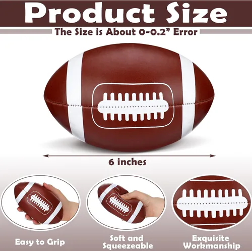 Miniatura 2 de Pelota de fútbol suave suave de 6 pulgadas, mini fútbol marrón pequeño para jugar en interiores, juego de atrapado, decoración deportiva, accesorios