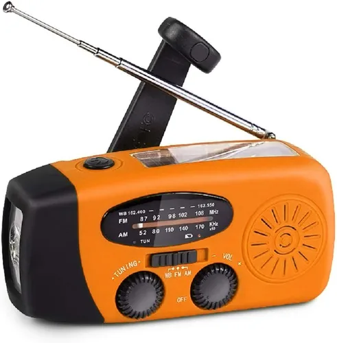 Miniatura 10 de Radio solar portátil de emergencia meteorológica manivela AM/FM NOAA radio de supervivencia con linterna LED 2000mAh cargador de teléfono móvil