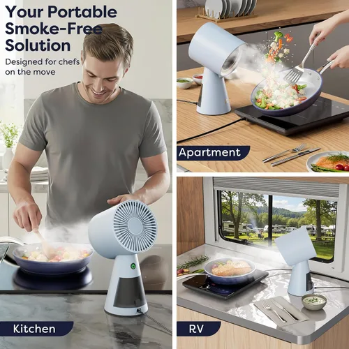 Miniatura 2 de CIARRA Campana extractora portátil, campana extractora de escritorio con ventilador de escape de 2 velocidades, filtro de aluminio desmontable, taza