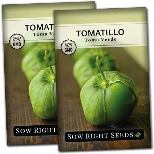 Sow Right Seeds - Semillas de tomatillo Toma Verde para plantar - Paquete de reliquia sin OMG con instrucciones para plantar un huerto casero -