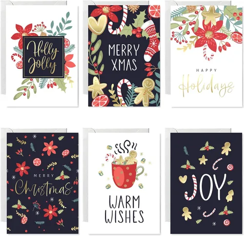 Miniatura 9 de easykart labels Surtido de 24 tarjetas de Navidad con sobres y calcomanías de sellado, 3 diseños temáticos de Papá Noel, 5.75 x 4.25 pulgadas
