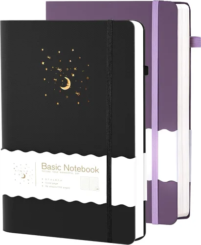 Miniatura 17 de CAGIE Cuaderno rayado para trabajo, cuaderno de tapa dura para escribir, mujeres y hombres, diario para tomar notas con lazo para bolígrafo