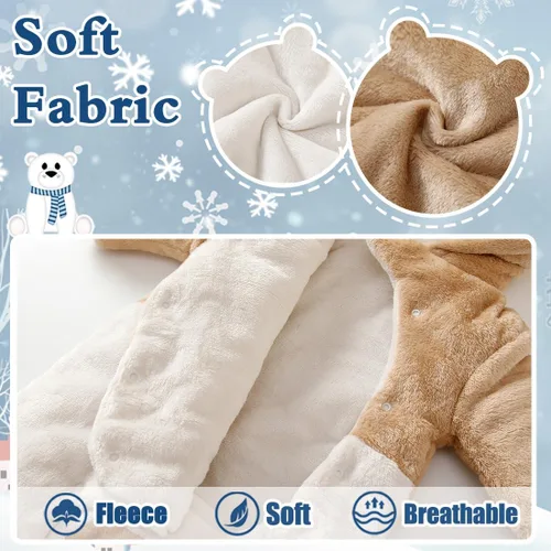 Miniatura 5 de Fairy Baby Traje de nieve para bebé recién nacido, oso enterizo, abrigo cálido de invierno para niñas y niños de 0 a 18 meses